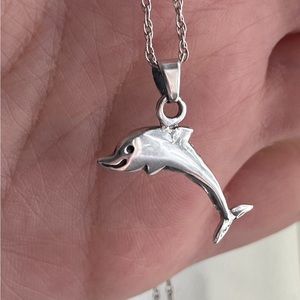 Sterling Silver Dolphin Pendant Necklace!